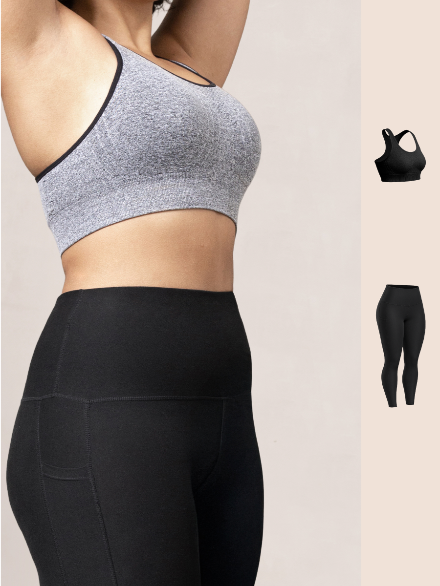 Bundle Truekind® & Shapermint - 1 Seamless Racerback Sports Bra + 1 Leggings with Pockets