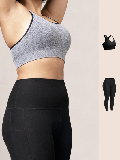 Bundle Truekind® & Shapermint - 1 Seamless Racerback Sports Bra + 1 Leggings with Pockets