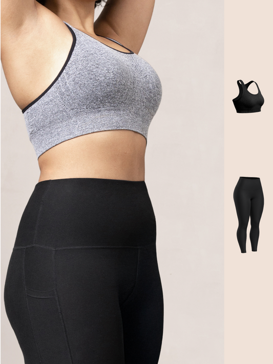 Bundle Truekind® & Shapermint - 1 Seamless Racerback Sports Bra + 1 Leggings with Pockets