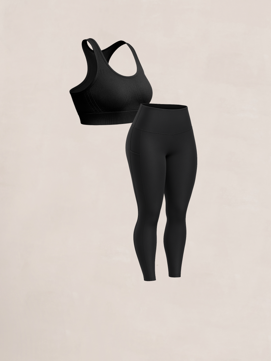 Bundle Truekind® & Shapermint - 1 Seamless Racerback Sports Bra + 1 Leggings with Pockets
