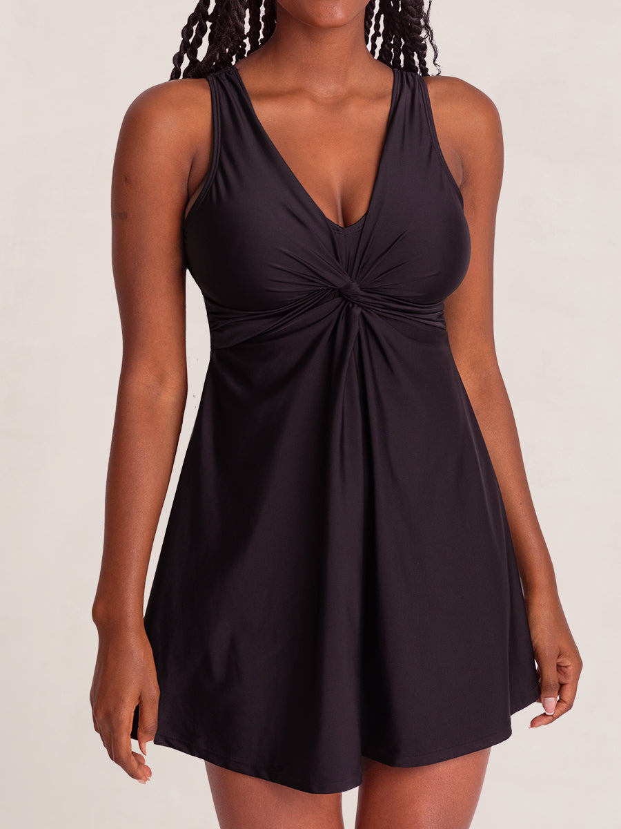 Shapermint Swim Knot-Front Swim Dress